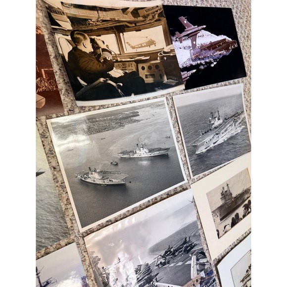 Vintage Royal Navy Aircraft Carrier & Jet Photo Collection HMS Eagle - BW - Picture 8 of 9